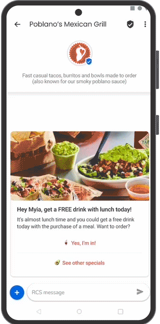 RCS business messaging conversation example graphic