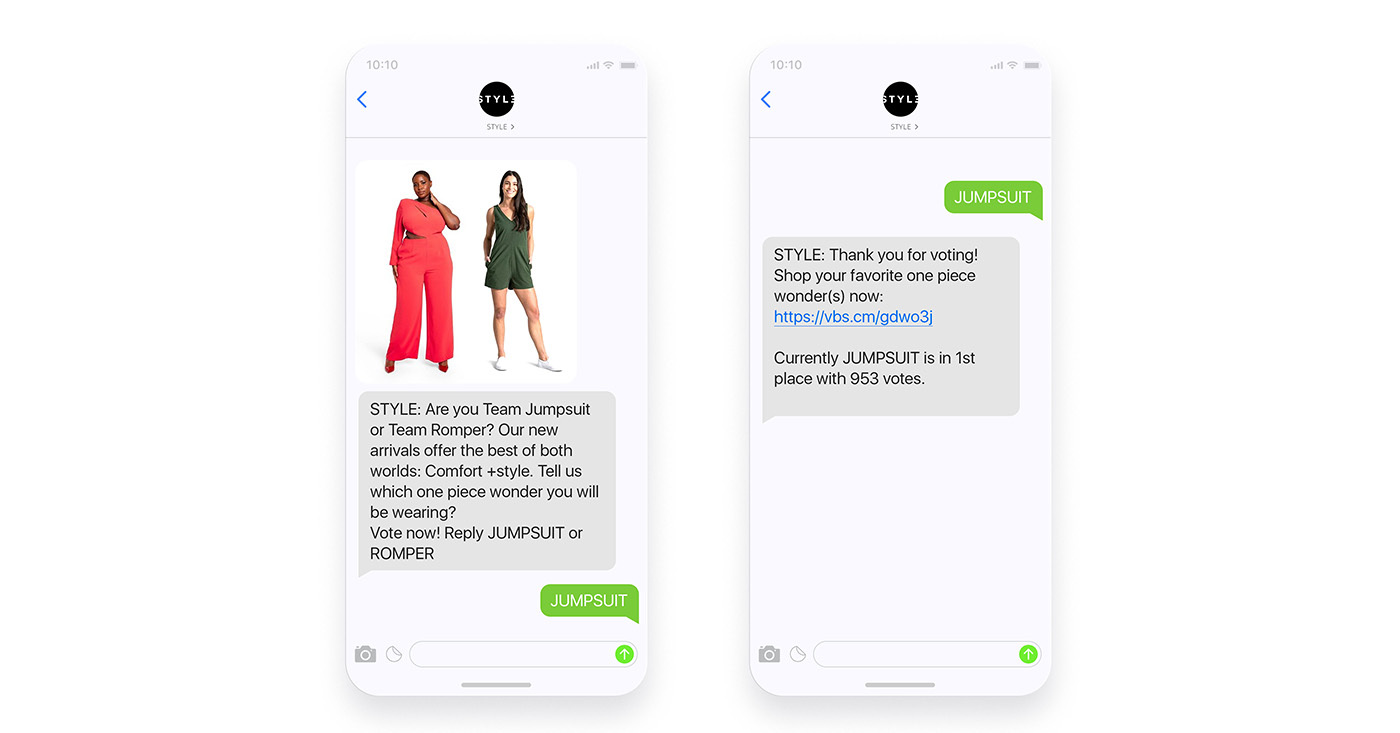 Conversational commerce example - Text to Vote