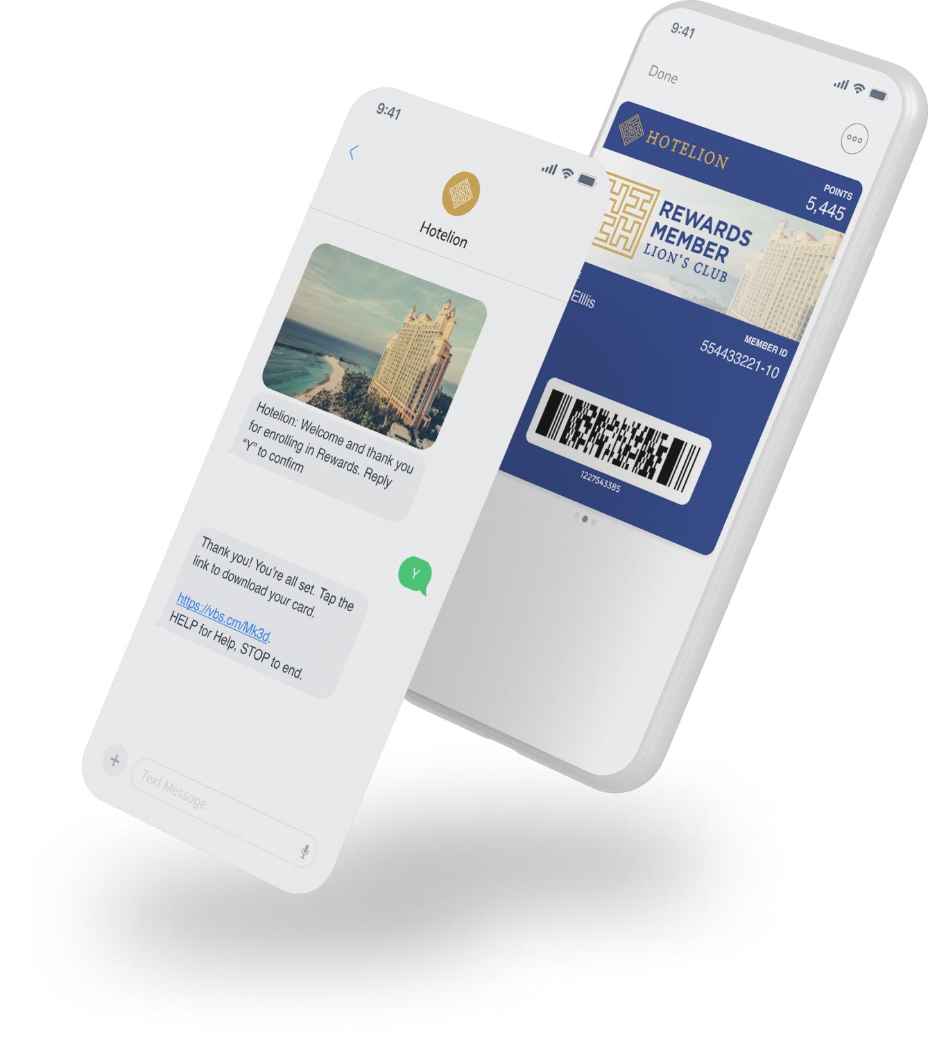 Hotel SMS marketing and Mobile Wallet rewards card