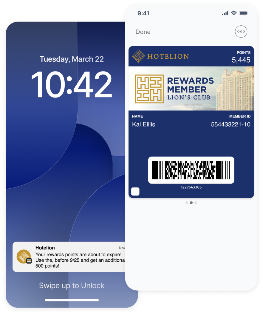 SMS marketing for hotels rewards digital wallet reminder message